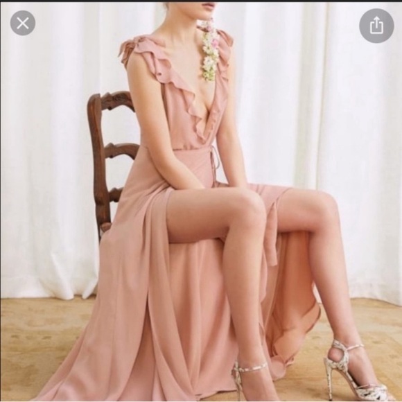 REFORMATION Blush Maxi Flowy Cocktail Special Event Wrap Dress size XS - Picture 15 of 15